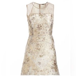 ELIE TAHARI Vera Embellished Metallic Floral Dress.